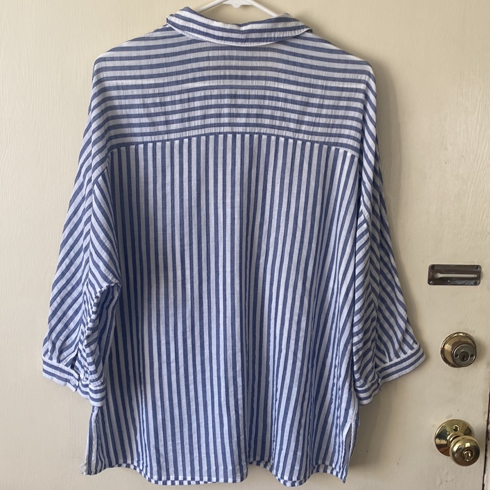 Chico’s blue & white striped casual shirt Size 3X - Picture 3 of 4